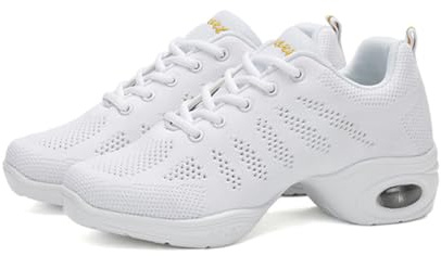 Hixingo Zapatillas de Deporte Jazz para Mujeres, Malla Transpirable Zapatos de Baile Antideslizantes Baile Sneaker Ligeros y Transpirables para Fitness y Entrenamiento de Danza