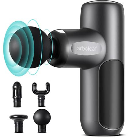 Mini Massage Gun Deep Tissue, arboleaf 5 Speeds Muscle Massage Gun with 4 Massage Heads, 3200rpm Powerful Small Massage Guns, Super Quiet Percussion Massager for Muscle Pain Relief