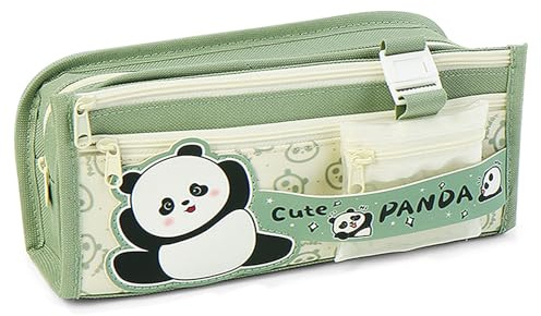 LJCZKA Panda Federmäppchen für Mädchen Jungen Kawaii Federtasche Große Kapazität mit Reißverschluss für Büro Hochschule Schule