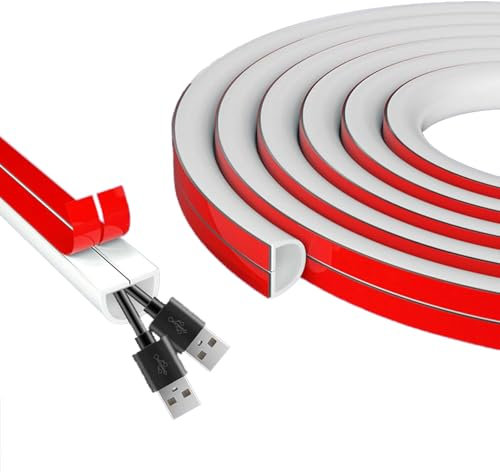 Lanpeeking Halbrunde Kabelabdeckung (15x10mm, Weiß) - Flexibler Kabelkanal mit Selbstklebeband, PVC Kabelschacht zum Verstecken und Schützen von Kabeln an Wand und Boden (3m)