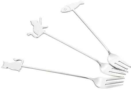 VOSAREA 3 Pièces Fourchette À Poisson Chat Fourchette À Dessert Délicate À Nourriture De Table À Dessert Usage Quotidien Gâteaux Aux Fruits Alimentaire