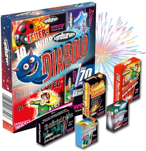 PYROHELD XXL Set Diabolo - 70 Teile Jugendfeier Tischartikel für Partys & Feuerwerk Silvester Kat. F1 für Jugendlichen & Kinder 2026