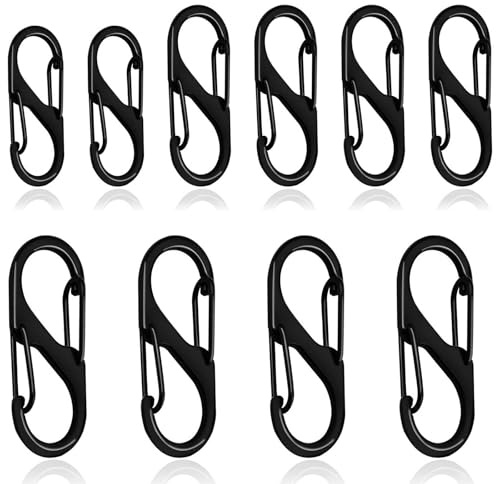 20 Pcs S Small Carabiner Keyring Clip, 3 Sizes Dual Opening Keychain Clip S Ring Locking Carabiner Double Clip Hook for Outdoor Hiking Fishing Camping Traveling