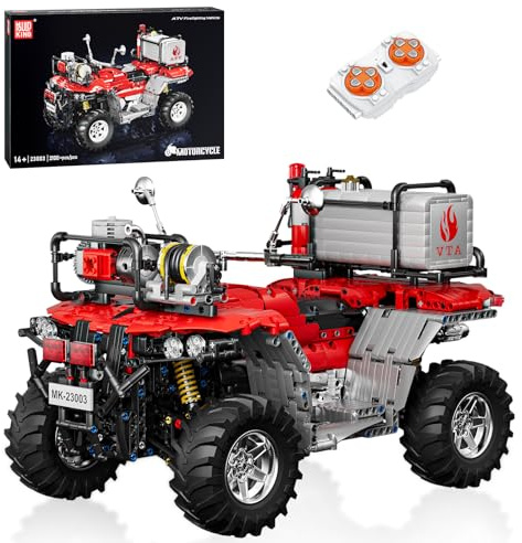 Mould King 23003 Technik Ferngesteuerter Klemmbausteine Motorrad Supermotorrad Bausteine ATV Feuerwehr Motorrad Modellbausatz Kompatibel mit Andere Marken (2100 Teile)