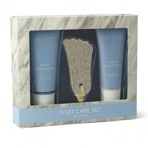 MIJOMA fotvårdsset med fotpeeling, fotlotion och pimpsten – pedikyrset för smidiga och välskötta fötter – wellness-presentset för hemmet (2 x 95 ml, energising)