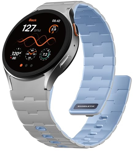 Bandletic 20 mm, kompatibelt med Samsung Galaxy Watch 7/6/4/5, 40 mm, 44 mm, magnetiskt mjukt silikon sportband för Galaxy Watch 6 4 Classic 43 mm, 47 mm, 42 mm, 46 mm/5 Pro 45 mm, för kvinnor och män