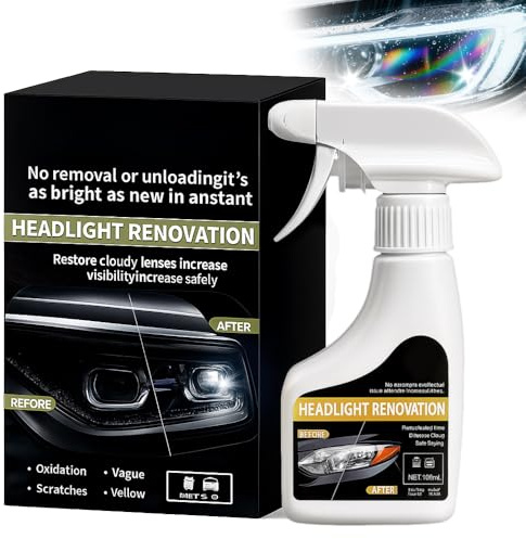 Générique Spray de Renovateur Phare Voiture, Kit Polish Phare Voiture, Nettoyant Phare Voiture Opaque pour Jaunissement, Flous, Rayés et Rayures (1 PCS)