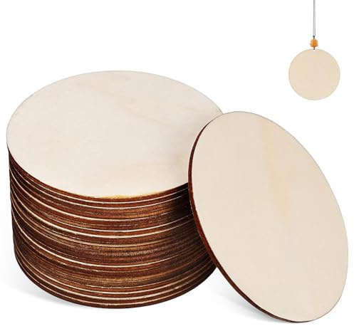 BESTonZON Rondelles de Bois 8 CM 20 Pièces de Disques Ronds en Bois Naturel Adapté aux Loisirs Créatifs et Décorations de Table Résistant pour Sculpture et Peinture