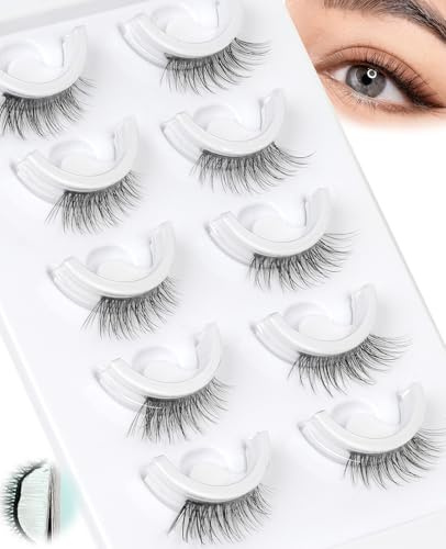 Obeyalash Faux Cils Pre Collé - Faux Cils AutoadhéSif Pre Glued Lashes 3/4 5 Paires Self Adhesive Eyelashe Half 10 Bandes AdhéSives SuppléMentaires Et Une Pince à éPiler - Pour Les DéButantes