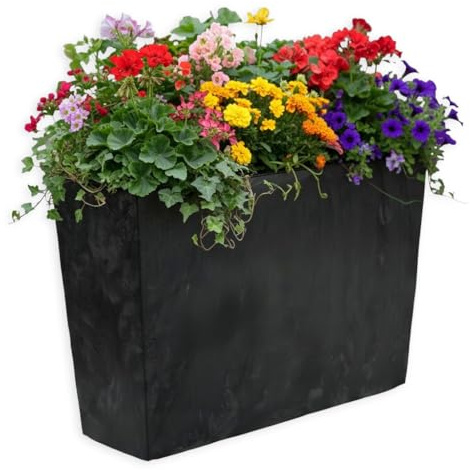 FEINZ Blumentopf 19x56 cm Schwarz | Einsatz, hoch, schmal, Bewässerungssystem, Balkon, Terrasse, Garten, wetterfest, pflegeleicht, modern