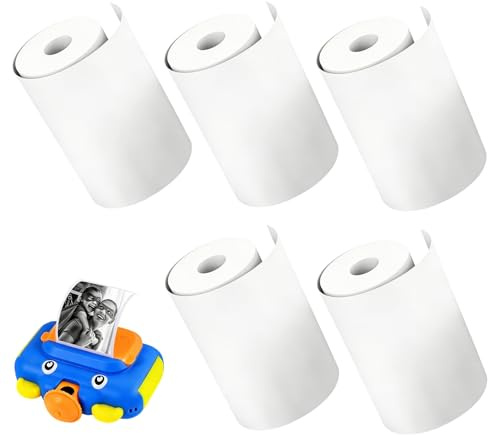 5 Rouleaux de Papier Thermique pour Appareil Photo Enfants, largeur 5,7 cm, blanc, Papier Thermique pour Appareils Photo Instantanés, Facile à Remplacer