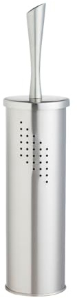 WENKO Exclusiv WC-Garnitur Alvaro Edelstahl - WC-Bürstenhalter, Lochdesign, Edelstahl rostfrei, 10 x 45 x 10 cm, Matt