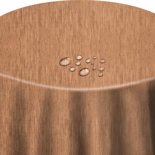 Wachstuch Wachstischdecke Gartentsichdecke Robuste Leinen Prägung Orange Rund 130 cm, abwaschbare Tischdecke, wasserabweisend