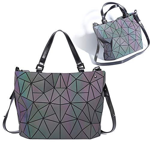 MARBER Sac d'épaule Femmes Lumineux Géométrique La nuit Mode Sac à main coloré Sac à bandoulière rhombique pour femmes