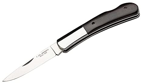 Herbertz Taschenmesser, Stahl AISI 440, Nagelhau, Back Lock, Edelstahlbacken, Ebenholz-Griffschalen, scharfes Klappmesser & Outdoor-Messer für Camping, Wandern oder Jagd, 587310, Mehrfarbig