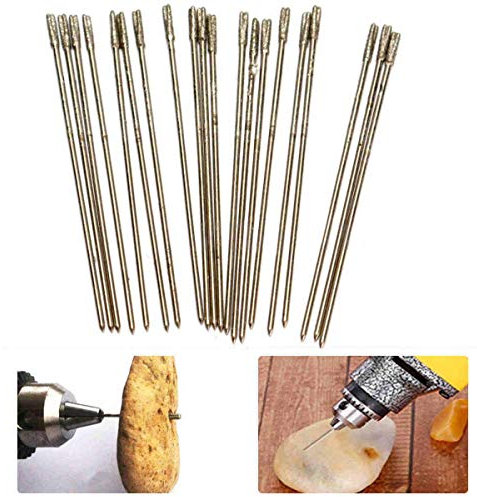 Nikou Foret Bijouterie - 20pcs / Paquet Peu de forets lapidaires enduits de Diamant de 1mm, Aiguille Solide de Peu, Foret d'agate pour des Bijoux Agate