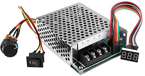 Controlador de velocidad de CC, 10V-55V PWM Cepillado Controlador de velocidad del motor de CC CW CCW Interruptor reversible con pantalla de dígitos 100 x 76 x 28 mm