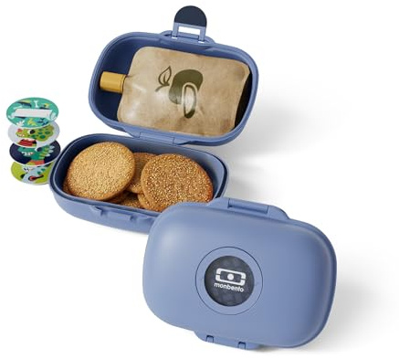 monbento – Brotdose Snackbox Kinder Gram – BPA-frei – Lunchbox für Schule, Park und Reisen – Bento Box Personalisierbar & Robust – Mikrowellen- und Spülmaschinengeeignet - Blau Infinity