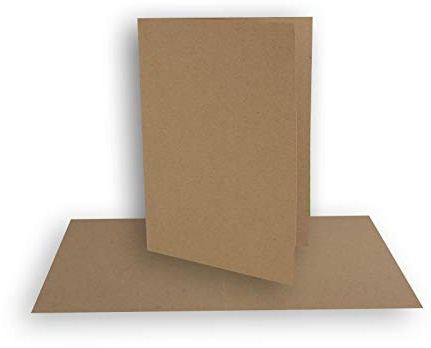 50x Faltkarten DIN A7 in Kraftpapier Sandbraun (Braun) - 10,5 x 7,4 cm - Grammatur: 240 g/m² - Kleine Doppelkarten blanko zum Selbstgestalten und Bedrucken