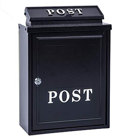 FYZS European-Stil-Villa-Mailbox, Regenschutz-Postfach im Freien, montierter Postfach mit Schloss, großer idyllischer kreativer Briefkasten (Color : Black)