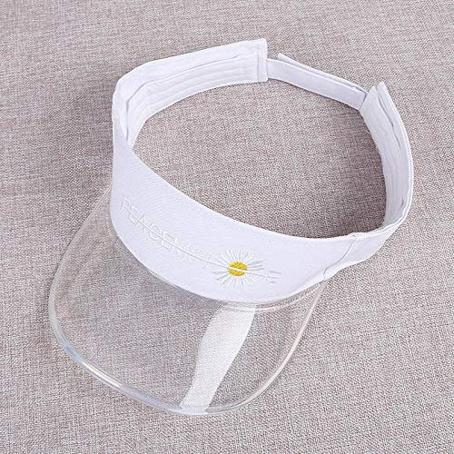 Sonnenhut Strohhut Hut Damen Sonnenblende Hut Schirmmütze Frauen Outdoor Sport Transparent Verstellbare Strandkappen-Weiß_56-60Cm