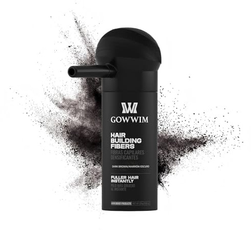 gowwim Hair Thickening Fibers Best 2-in-1 Kit Set,Keratin Hair Building Fibers & Spray Application Atomizador Pump Nozzle,Instantly Cover Sparse Hair Areas (Dark brown)