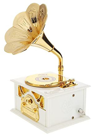 Musikalische Spieluhr Kreative klassische musikkasten dekoration weihnachten geburtstagsgeschenk antike hölzerne musik box metall grammophon handmusik kasten Desktop Ornament, Familienspielzeug Feiern