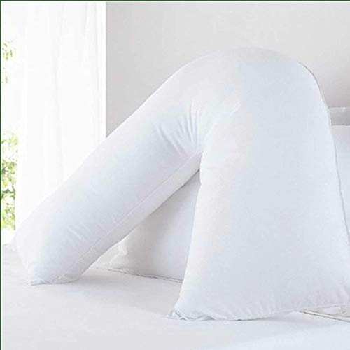 Duck Feather & Down V-Pillow with 100% Cotton Casing- Ethically Sourced-Medical Orthopaedic V Shaped Support pillow with free white pillowcase-V shaped/Triangle pillow for Nursing/Pregnancy Support