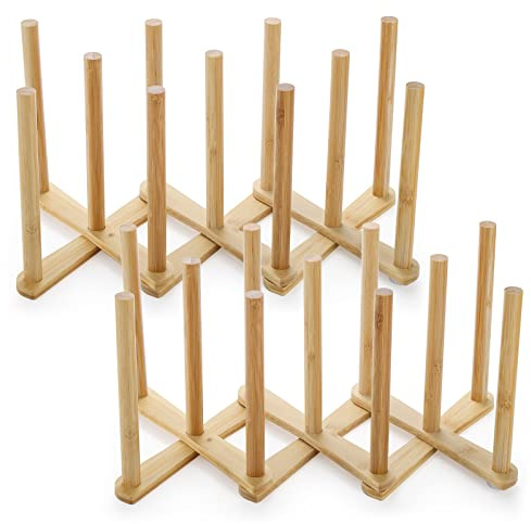 Lawei 2 Pack Bamboo Bottle Drying Rack, Retractable Bottle Cup Dish Drying Rack, Plastic Bag Dryer Rack and Portable Drainer Stand Holder for Water Bottles, Plate, Cup, Pot Lid, Cutting Board
