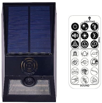 Lampe d'alarme stroboscopique solaire, lampe d'alarme extérieure avec télécommande détecteur de mouvement, 129 db d'avertissement d'urgence, lumière d'avertissement de danger for votre maison ( Color