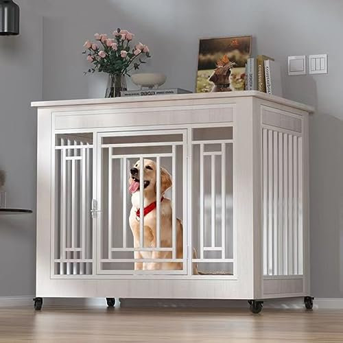 Hundekäfig Möbel Holz Beistelltisch Vielseitig Hundebox Möbel Funktionell und Dekorativ Platz für Ihren Welpen Hundekäfig Möbel Klein Chic Möbelstil Hundebox (Weiß)