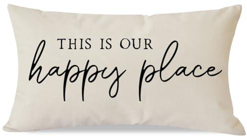 PANDICORN This is Our Happy Place Pillow Covers 12x20 Inch, Cream