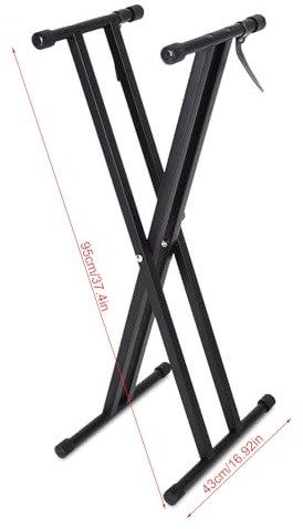 Ausla Keyboardständer X-förmig, Doppelstrebiger Keyboard Stand für Piano, Höhenverstellbar Tragbar 95 x 39 cm