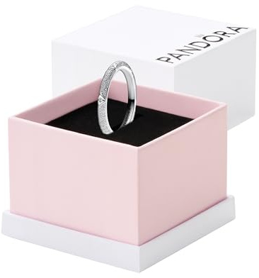 PANDORA ME Anillo con textura de plata de ley con circonita cúbica transparente, talla 52