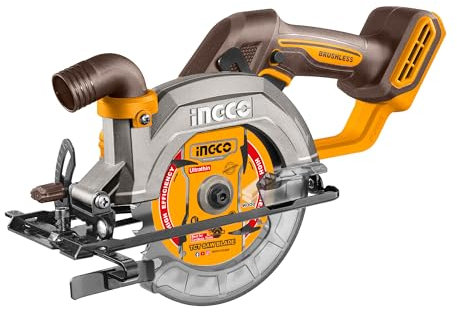 INGCO 20V 140mm Cordless Circular Saw with Brushless Motor (Body Only) 6300RPM Max. Cutting Depth 50mm (90°) Electric Circular Saw 20mm Arbor CSLI1402