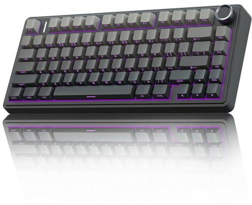AULA F75 75% Wireless Mechanical Keyboard,2.4Ghz/Type-C/BT5.0 Gaming Keyboards,Advanced Structure,Side Engraved,RGB Backlight,Hot Swappable Custom Keyboard for PC/Mac (Black)