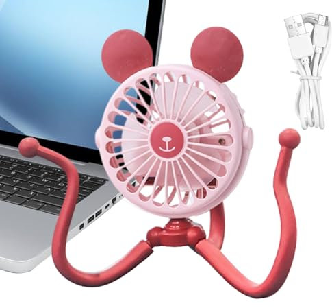 Fulenyi Ventilador de cuna recargable, ventilador de cochecito con clip,Ventilador de barra con mango de carrito eléctrico Octopus - Ventilador de carro con Clip y trípode Flexible eléctrico portátil