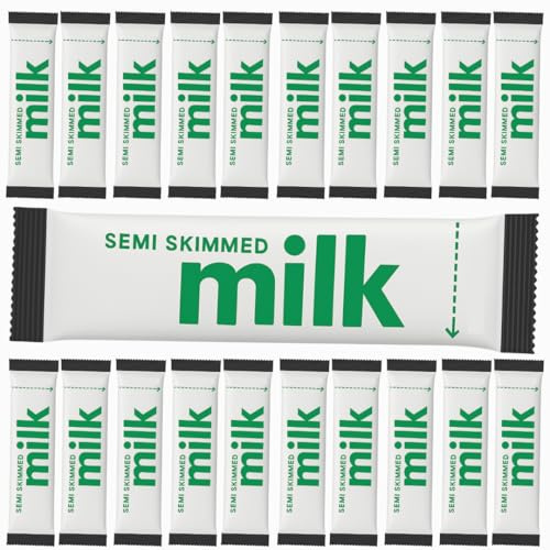 75 x Milk In A Stick – UHT Semi-Skimmed Sachets – 10ml Each – Ideal for Travel, Camping, Work, Hotels & Airplanes – UHT Milk 10ml Individually Wrapped Stick Portions (75 Pack, Semi-Skimmed)