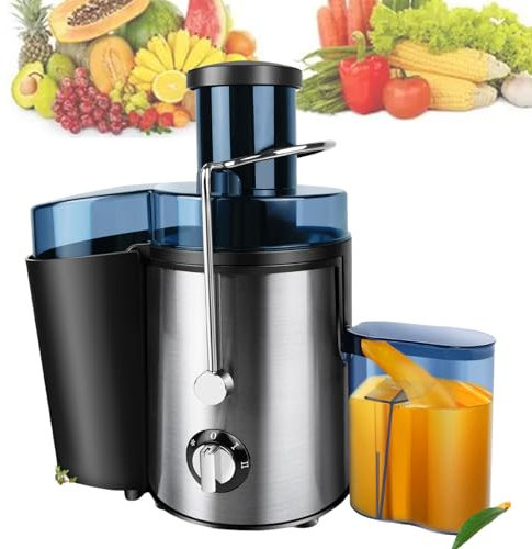 Fruit Juicer Machine, Apple Juice Extractor with Large Pulp Basin & 500ML Juice Pitcher, 2 High Speed Fresh Juicer Machine 400W Electric Juicer with Stainless Steel Sieve for Fruit, Vegetable