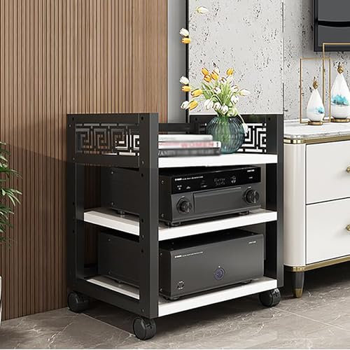 ZGNMK Mobili Porta Giradischi Scaffalature Audio-Video Porta Sintoamplificatore Mobile Cucina Salvaspazio Mobile Stereo Rack per Giradischi Dvd Player Xbox Supporto HiFi Rack(White,50x40x68cm)