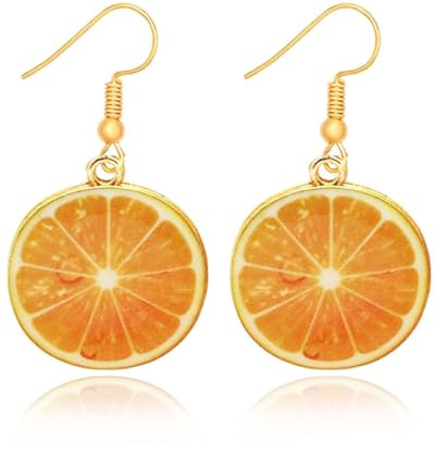 KGDUYC 1 Paar Früchte Ohrringe - Frucht ohr-bolzen Lustige Nette Ohrringe Acryl Baumeln Ohrringe Kreative Niedliche Anhänger Ohrring(orange Farbe)