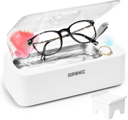Duronic Ultrasonic Cleaner UC30 Lightweight Jewellery Cleaner with 53KHz Frequency Portable 18W Watch Cleaner Versatile Retainer Cleaners 300ml Capacity Compact Cleaner for Jewelry Denture Glasses