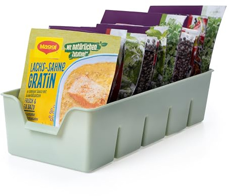KONZEPT Gewürz Organizer für Schrank, 2er-Set, Stapelbarer Gewürze Aufbewahrung, Gewürzbehälter aus Plastik, Gewürzorganiser Küche, grün