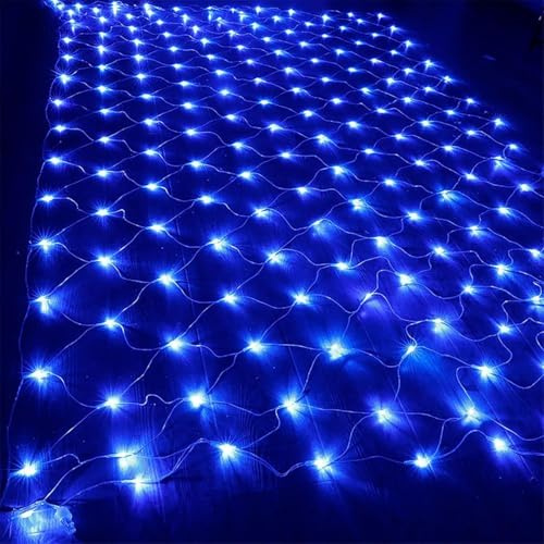 Luces De Red For Exteriores, Luces De Malla Alimentadas A Prueba De Agua De 19,7 Pies X 13,1 Pies For Árboles, Arbustos, Cenador, Césped, 8 Modos De Iluminación De Decoración De Halloween(Blue,2m x 2m