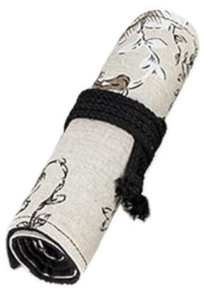 ZJPJMXNN Canvas penna rulle wrap 2 st 12/24/36/48/72 hål kanvas rulle penna gardin pennväska handupprullad pennväska för skolan, En färg, 36 holes
