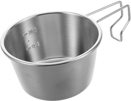 YARNOW Outdoor Sizzling Bowl Stainless Steel Camping Cup Portable Cookware for Soup Rice Ramen Hiking Backpack Picnic Use