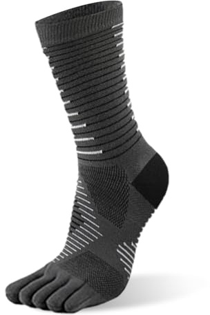 Okdance mellanlängd löpning tå strumpor män Coolmax material snabbtorkande tå separator strumpor för terränglöpning maraton vandring, Grå, S