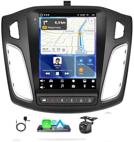 LICHENGTAI Android 13 Doble DIN Radio para Ford Focus MK3 2012-2018 con Carplay Android Auto, 9.7 Pulgadas Autoradio con Bluetooth GPS WiFi FM/RDS SWC Cámara Trasera, 2+32G