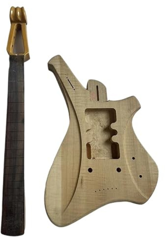 Gitarrenkorpus DIY E-Gitarren-Kit Fretless Ahorn Hals Und Korpus Individuell Angepasste Spezielle Form Müssen Geschnitten Werden