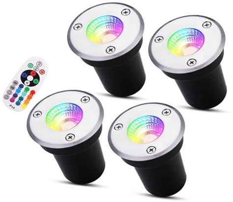 4PCS Empotrable Al Aire Libre Focos - Focos Suelo Led Exterior, 3W RGB LED Foco Empotrable En El Suelo, 12V-24V Luces De Tierra Spot, IP65 Jardín Lámpara De Pie Empotrada, Foco De Luz Led(3W(220V))